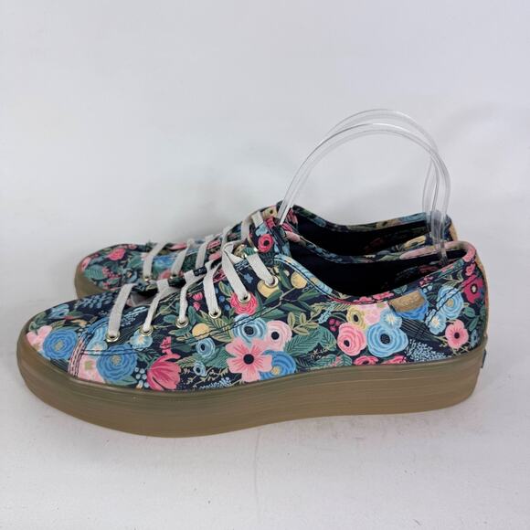 Keds x Rifle Paper Co. Triple Kick Garden Party Sneakers Womens 10 Navy Multi - Picture 5 of 10